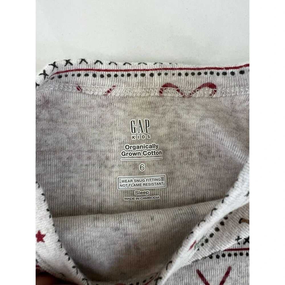 Gap Kids Christmas Pajamas Cotton Reindeer Candy Cane Vintage Print Boys Girls 6